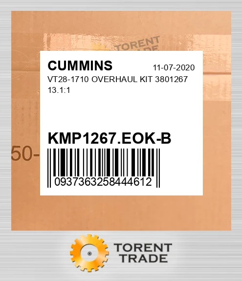 KMP1267.EOK-B VT28-1710 Капітальний ремонтний комплект 3801267 13.1:1 CUMMINS NEW AFTERMARKET