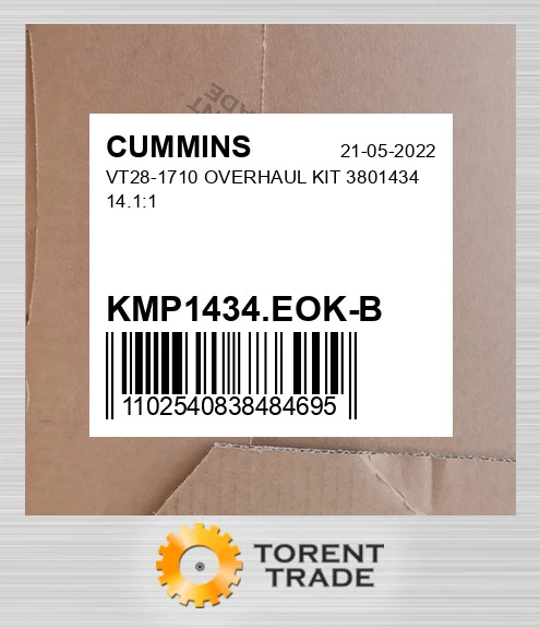 KMP1434.EOK-B VT28-1710 Капітальний ремонтний комплект 3801434 14.1:1 CUMMINS NEW AFTERMARKET