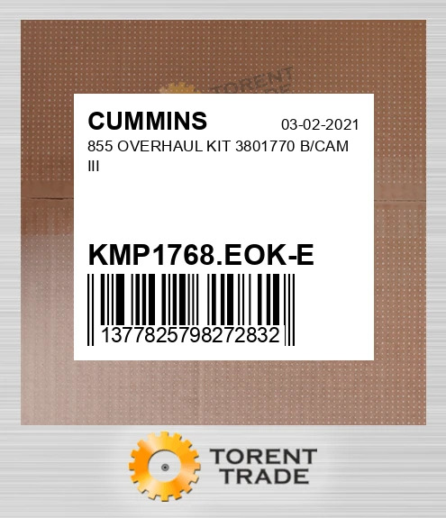 KMP1768.EOK-E 855 Капітальний ремонтний комплект 3801770 B/CAM III CUMMINS NEW AFTERMARKET