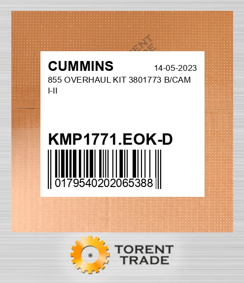 KMP1771.EOK-D 855 Капітальний ремонтний комплект 3801773 B/CAM I-II CUMMINS NEW AFTERMARKET