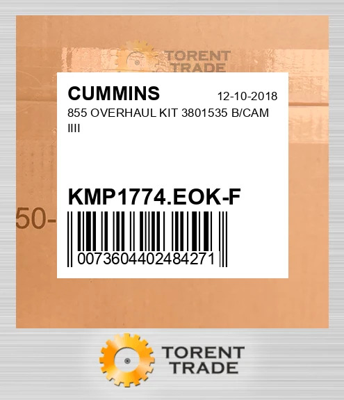 KMP1774.EOK-F 855 Капітальний ремонтний комплект 3801535 B/CAM IIII CUMMINS NEW AFTERMARKET