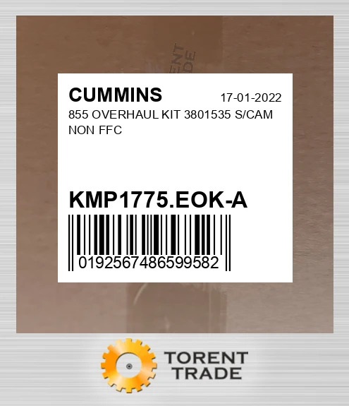 KMP1775.EOK-A 855 Капітальний ремонтний комплект 3801535 S/CAM NON FFC CUMMINS NEW AFTERMARKET
