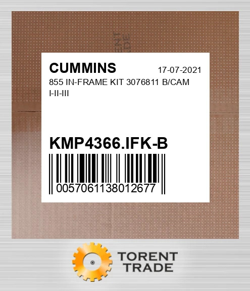KMP4366.IFK-B 855 Комплект внутрішньорамного ремонту 3076811 B/CAM I-II-III CUMMINS NEW AFTERMARKET