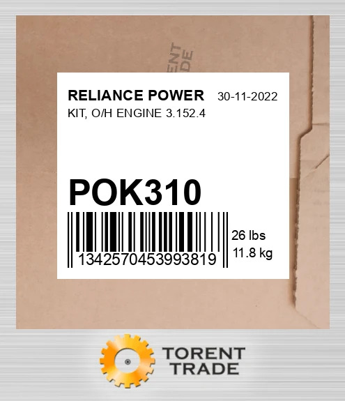 POK310 Комплект, капітальний ремонт двигуна, 3.152.4 RELIANCE POWER