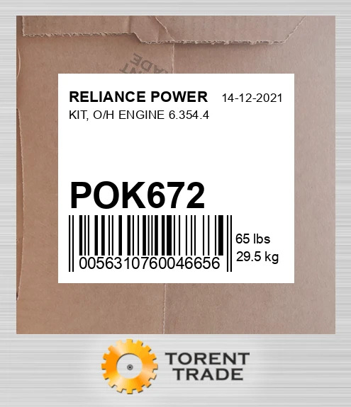 POK672 Комплект, капітальний ремонт двигуна, 6.354.4 RELIANCE POWER