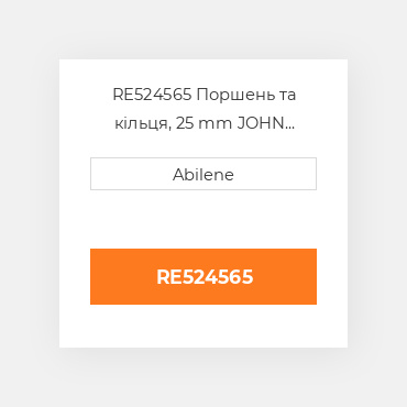 RE524565 Поршень та кільця, 25 mm JOHN DEERE NEW AFTERMARKET