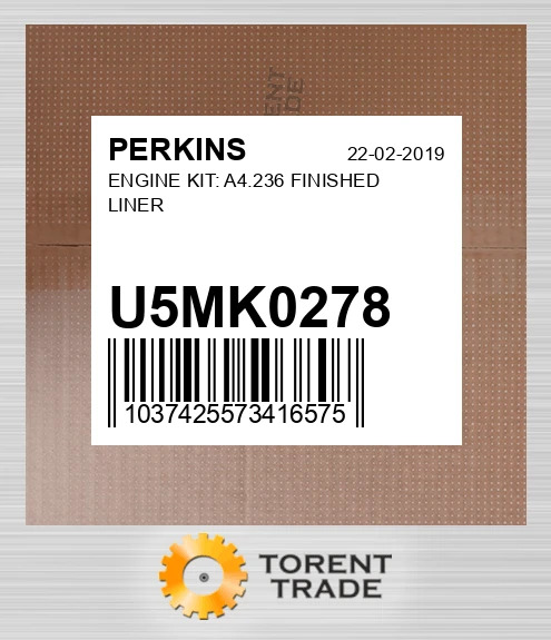 U5MK0278 Комплект двигуна: A4.236 PERKINS NEW AFTERMARKET