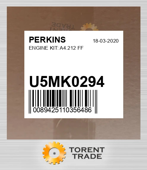 U5MK0294 Комплект двигуна: A4.212 FF PERKINS NEW AFTERMARKET