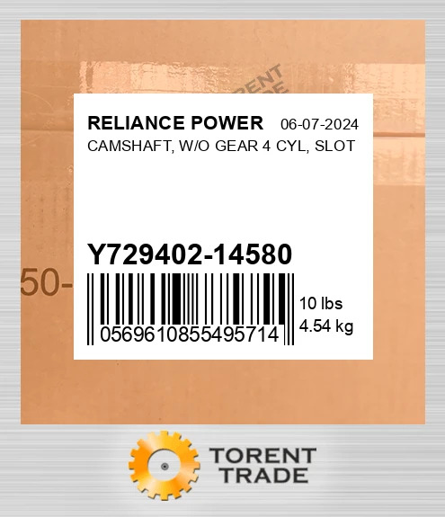 Y72940214580 Розподільний вал, без шестерні, 4 циліндри, паз RELIANCE POWER